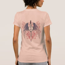 Winged Steel Heart Red Tatoo T-Shirt