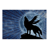 Winged Wolf Poster posters by PulseDragon Winged Wolf Poster posters