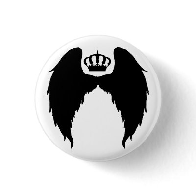 Wings and Crown Flair Pinback Button by worshiploud