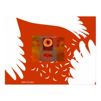 Wings button and snakes abstract collage Print print