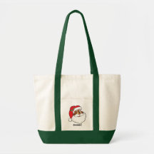 Winking Black Santa Keeping Christmas Secrets Tote Bags
