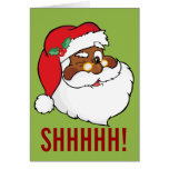 Winking Black Santa Keeping Christmas Secrets Card