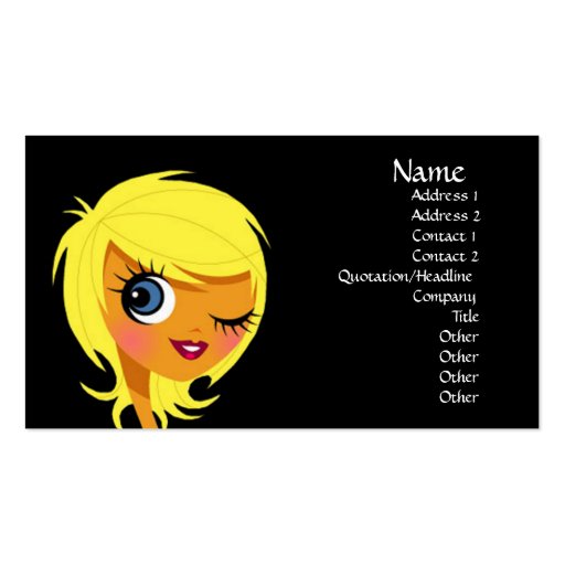 Winking Blonde Girl Business Cards (front side)