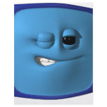 winking blue square smiley flyer design