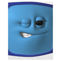 winking blue square smiley flyer design