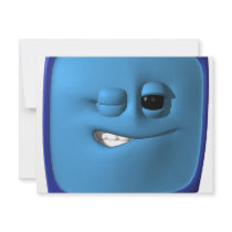 winking blue square smiley invitations by SmileyFaceStore winking blue square smiley invitations