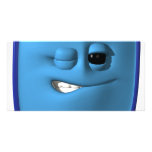 winking blue square smiley picture card