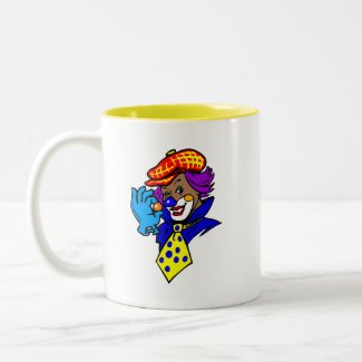 Winking Clown with Marble Coffee Mugs