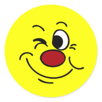 Winking Face: Sure I can cover for you at work Round Sticker