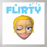 Winking Flirty Girl Print
