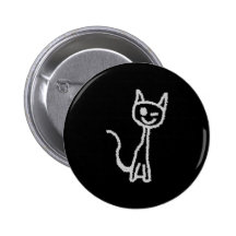 Winking Gray Cat. Button