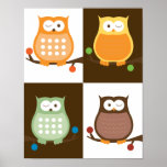 Winking Owls Pop Art Print 11 x 14