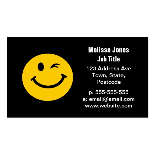 Winking smiley face business card templates