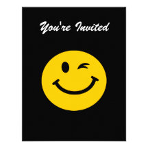 Winking smiley face personalized invitations