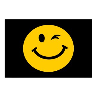 Winking smiley face poster happy yellow cool cartoon