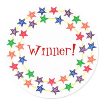 Winner!, stickers, with colorful stars