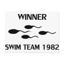 winner swim team 1982 icon post card