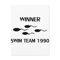 winner swim team 1990 icon postcard