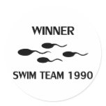 winner swim team 1990 icon round sticker