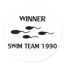 winner swim team 1990 icon round sticker