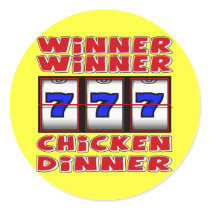 WINNER WINNER CHICKEN DINNER ROUND STICKERS