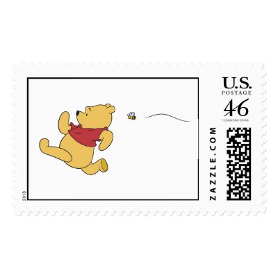 Winnie The Pooh chased by bee stamps
