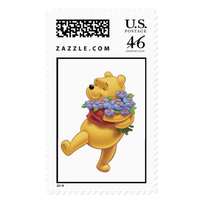Winnie the Pooh with Flowers postage
