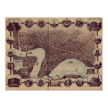 Winnipeg Manitoba 1884 Antique Panoramic Map posters