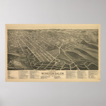 Winston-Salem N. Carolina Antique Panoramic Map Print