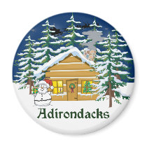 Winter Adirondack Mountain Cabin magnets by TheChristmasBoutique Winter Adirondack Mountain Cabin magnets