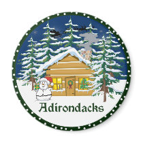 Winter Adirondack Mountain Cabin magnets by TheChristmasBoutique Winter Adirondack Mountain Cabin magnets