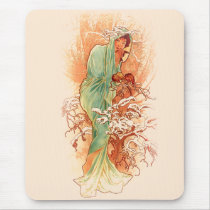 Winter - Alphonse Mucha Art Nouveau Mousepads