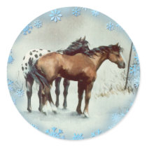 WINTER APPALOOSA & SNOWFLAKES by SHARON SHARPE stickers by sharonsharpe WINTER APPALOOSA & SNOWFLAKES by SHARON SHARPE stickers