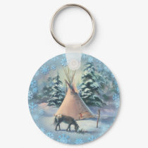 WINTER APPALOOSA TIPI by SHARON SHARPE keychains by sharonsharpe WINTER APPALOOSA TIPI by SHARON SHARPE keychains