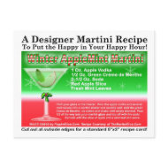 Winter Apple Mint Christmas Martini Recipe Card postcard