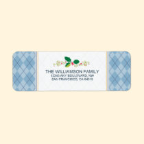 Winter Argyle Return Address Labels (blue) labels