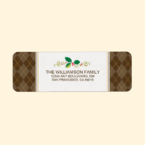 Winter Argyle Return Address Labels (brown) labels