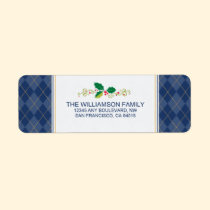 Winter Argyle Return Address Labels (navy) labels
