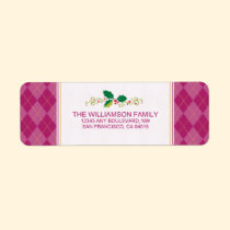 Winter Argyle Return Address Labels (pink) labels