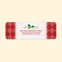 Winter Argyle Return Address Labels (red) labels