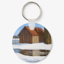 WINTER ART SCENE/BARN AND SILO keychains by joyart WINTER ART SCENE/BARN AND SILO keychains