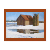 WINTER ART SCENE/BARN AND SILO postcards