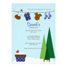 Winter Baby Boy Clothesline Baby Shower Invite