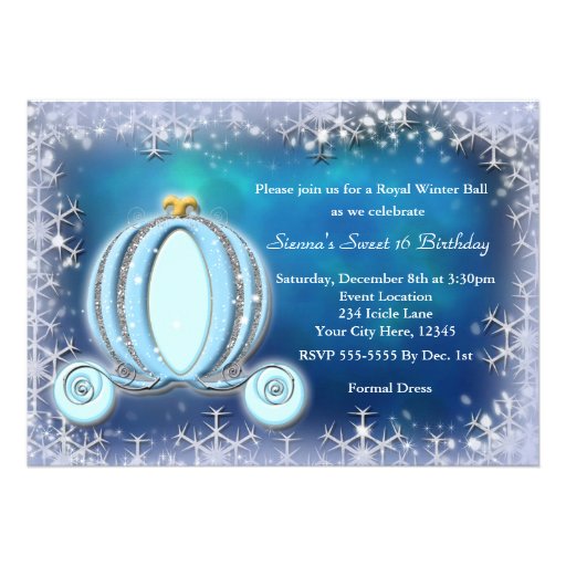 Winter Ball Cinderella Carriage Royal Invitation