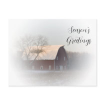 Winter Barn Business Seasons Greetings Postcard