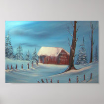 Winter Barn Print
