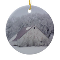 Winter Barn Snow Christmas Ornament ornaments