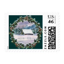 WINTER BARN & WREATH by SHARON SHARPE Stamps