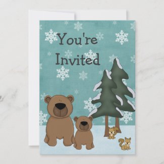 Winter Bears Woodland Baby Shower Invitation