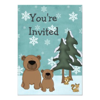 Winter Bears Woodland Baby Shower Invitation